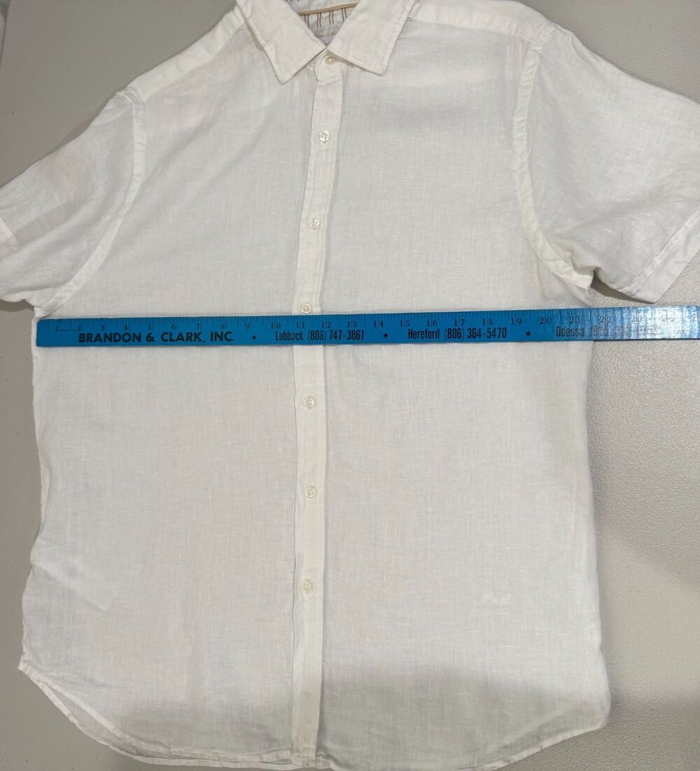 Porter and Ash White Linen Shirt Men's Size Large Beachy Neutral Casual Classic - Picture 14 of 16